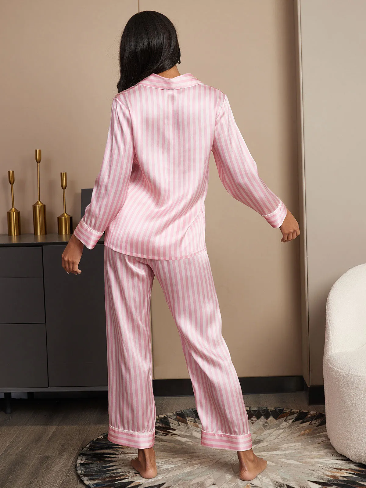 19Momme Silk Stripe Pattern Womens Pyjamas