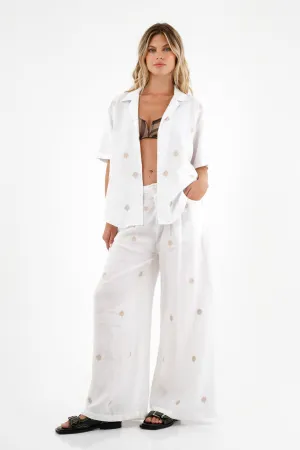 Camisa blanca en lino para mujer