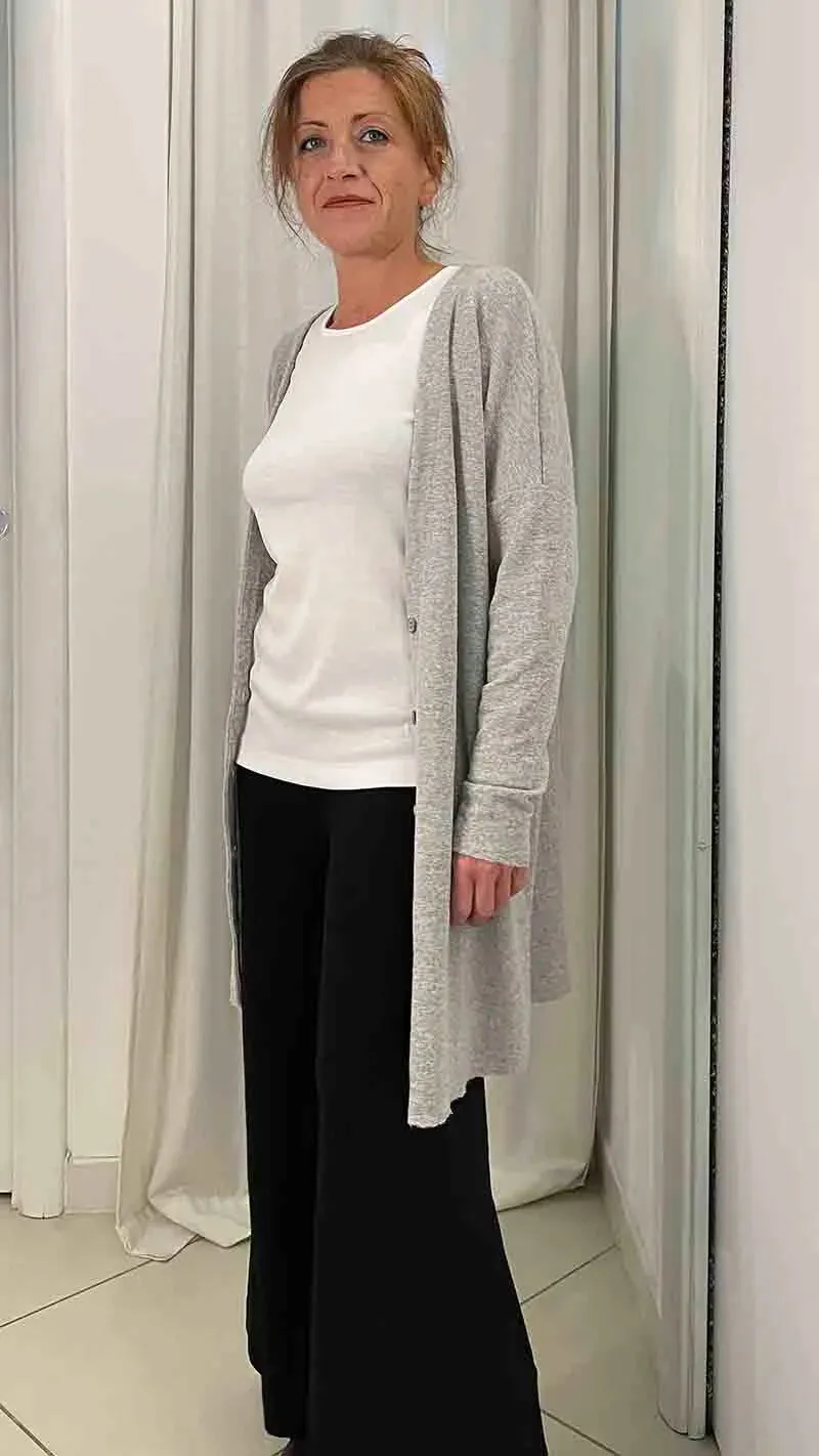 Cardigan Donna lungo Grigio