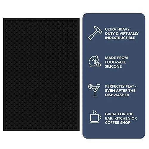 Heavy Duty Silicone Bar Service Mat: (18" x 12") Food safe, Commercial Strength Bar & Restaurant Service Mat