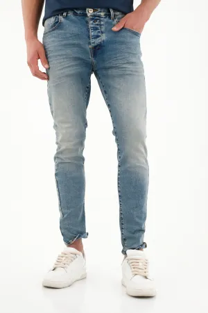 Jean Jegging de tiro alto azul claro para hombre