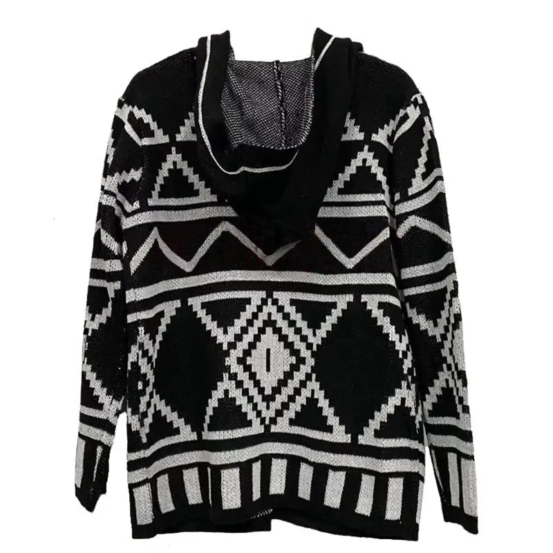 Men's Long Sleeve Hooded Knitting Sweater / Fashion Graphics Print Cardigans / Sexy Male Clothing