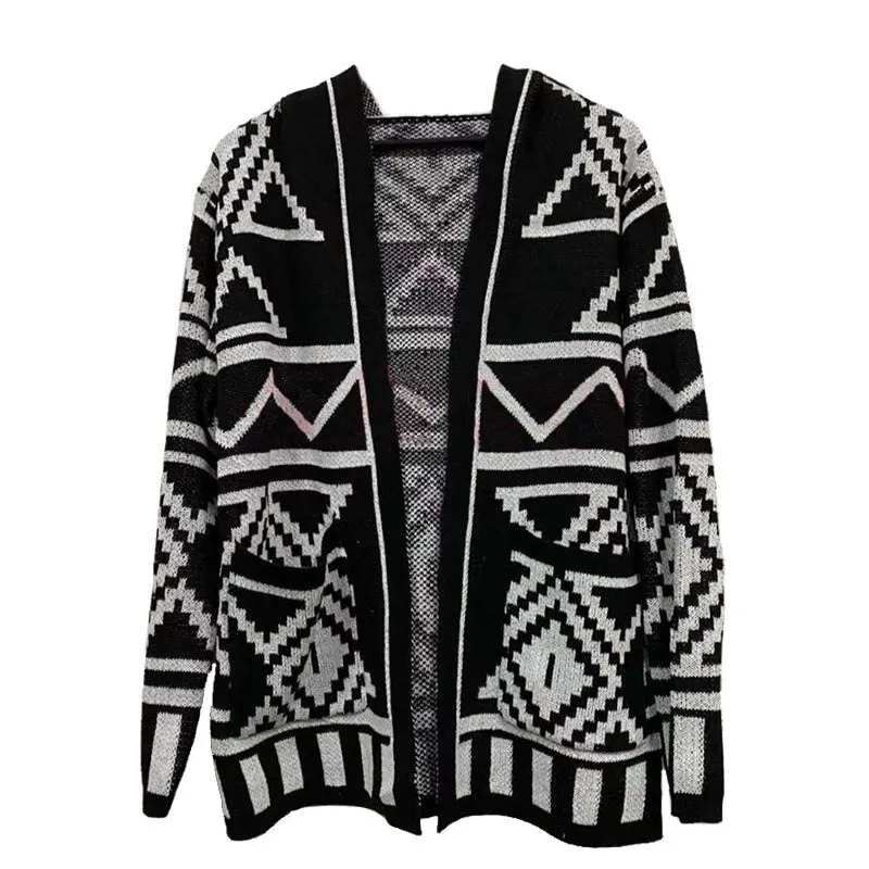 Men's Long Sleeve Hooded Knitting Sweater / Fashion Graphics Print Cardigans / Sexy Male Clothing