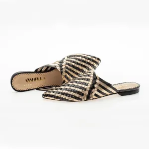 Mustique Mules Black and Gold