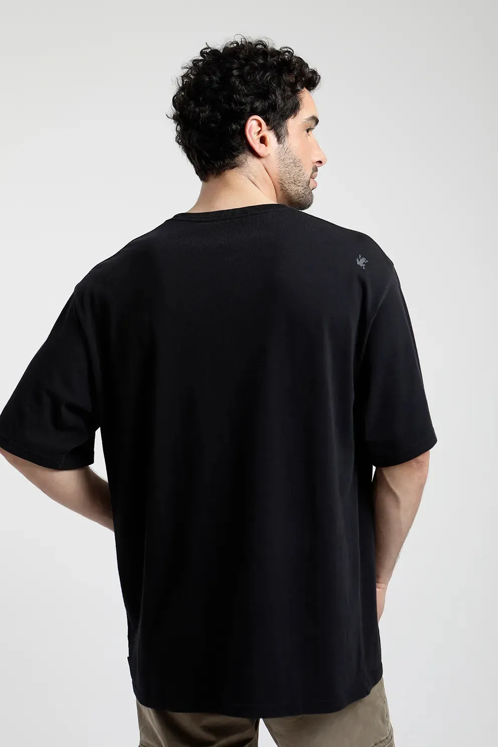 Polera manga corta hombre Oversize negro - Algodón orgánico