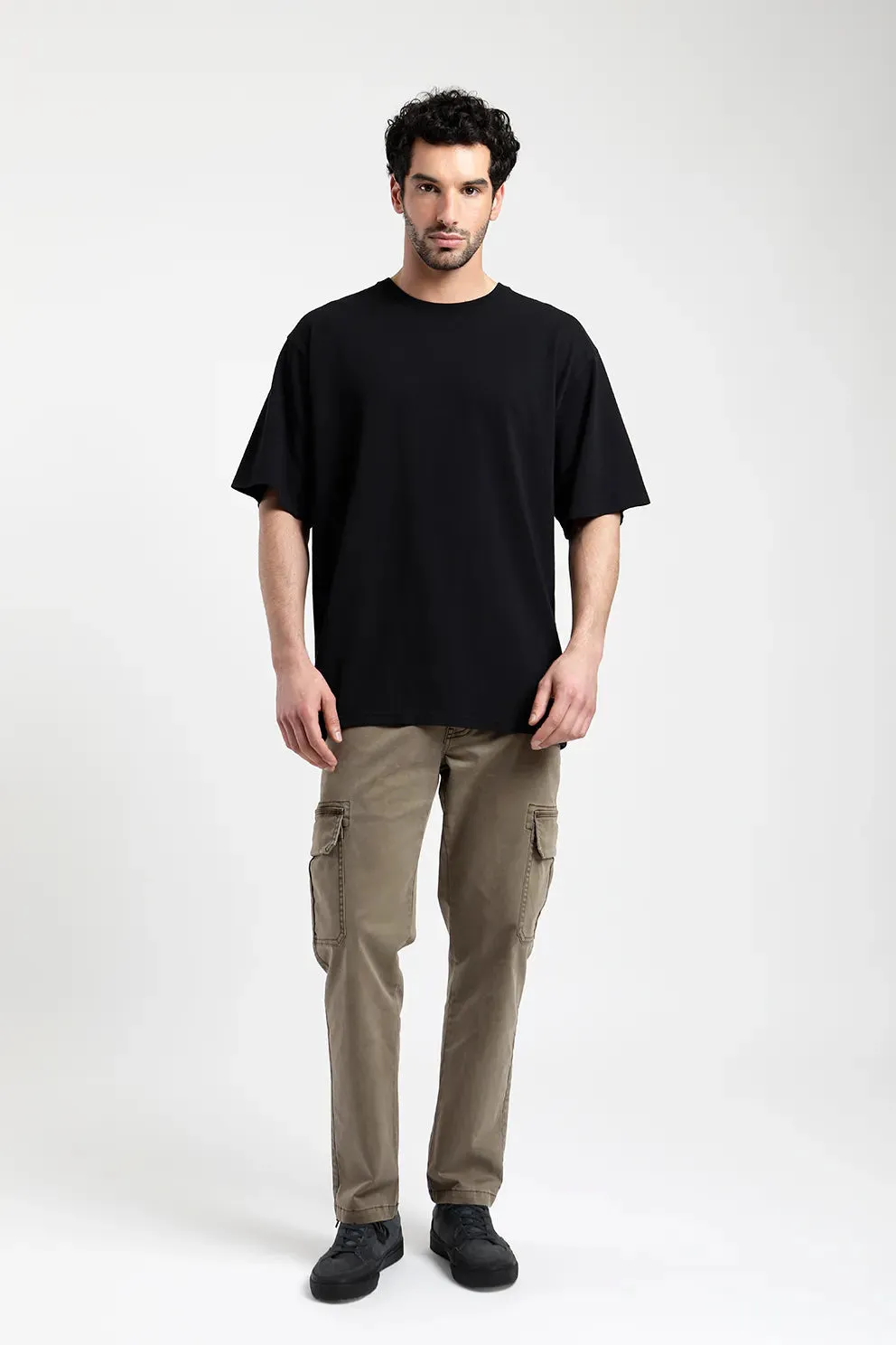 Polera manga corta hombre Oversize negro - Algodón orgánico