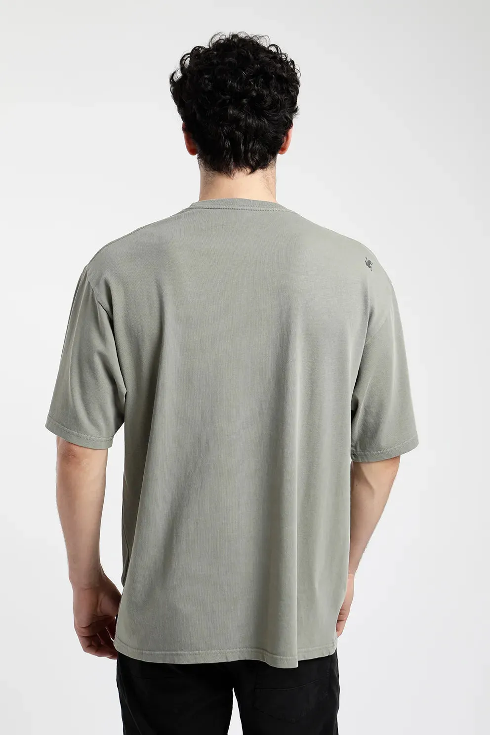 Polera manga corta hombre Oversize verde - Algodón orgánico