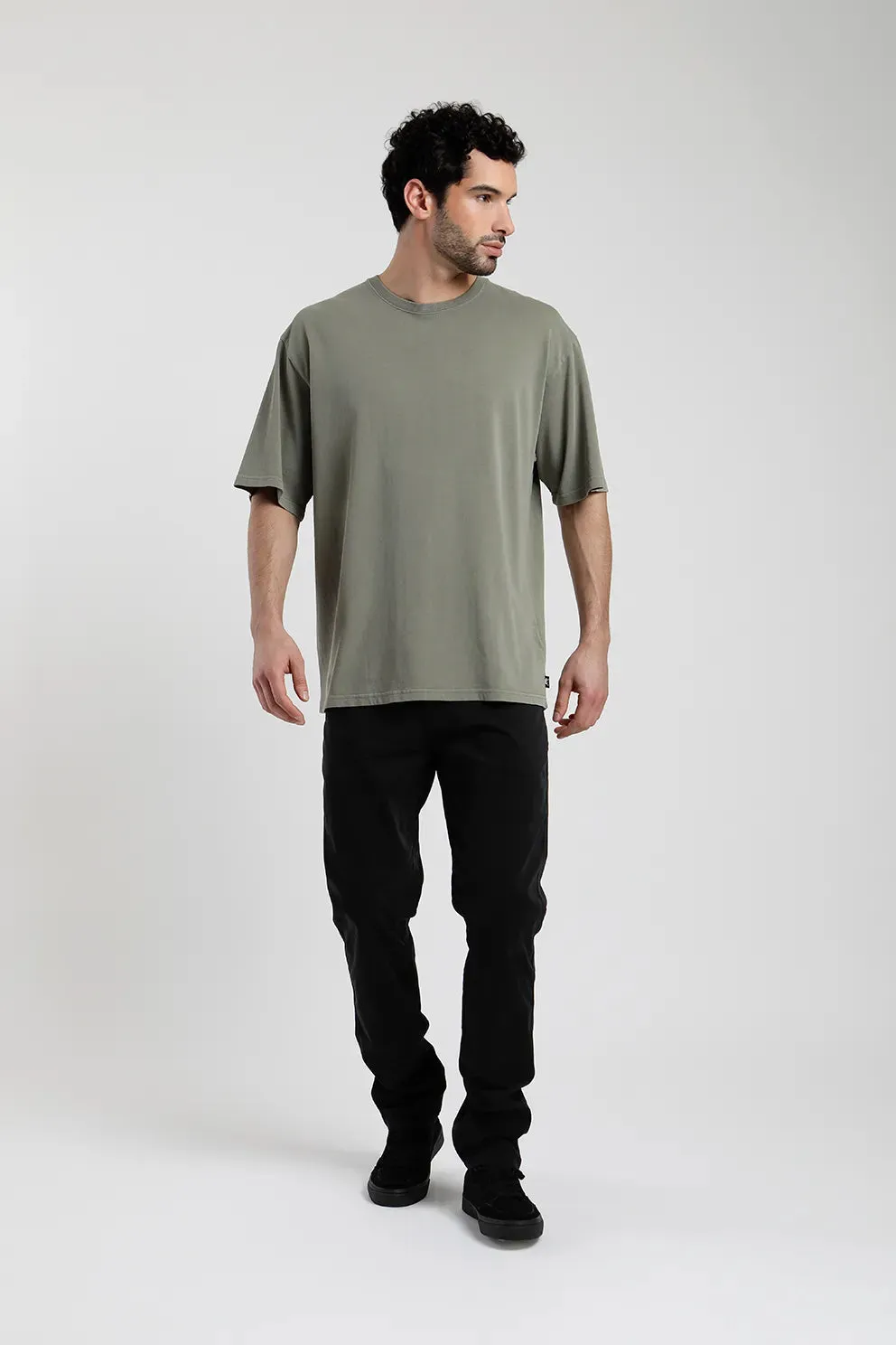 Polera manga corta hombre Oversize verde - Algodón orgánico