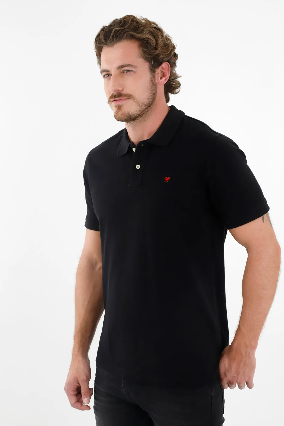 Polo negra multicolor para hombre