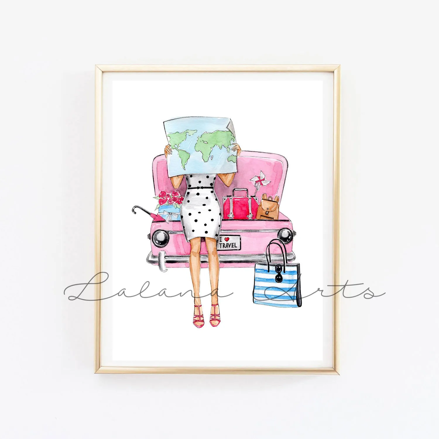 SET OF 4 PRINTS in Pink tones fashion illustrations