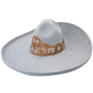 Sombreros Charros De Lana Floreado Gris