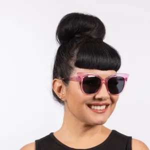 Sylvia Sunglasses - Pink Crystal Acetate Frame with Dark TAC Lens