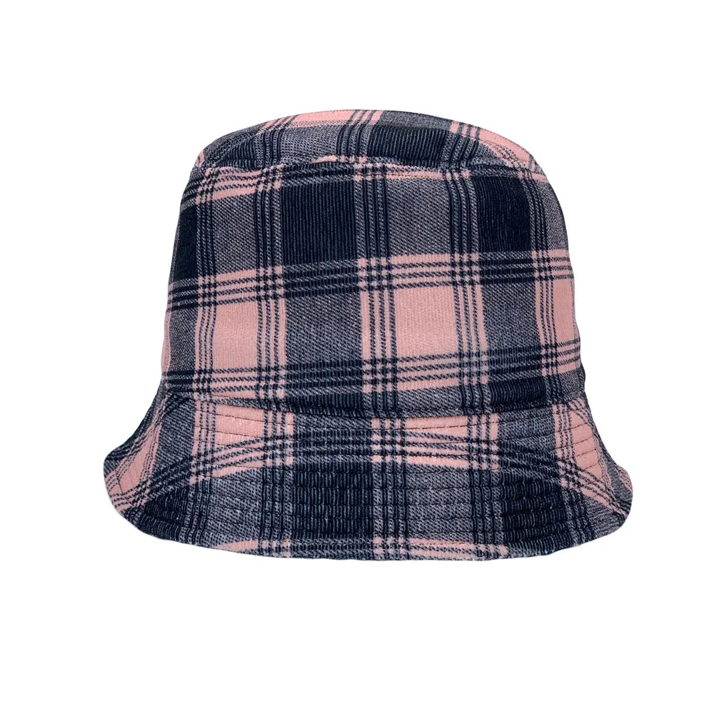 Tartan Plaid Bucket Hat - Flannel Lumberjack Packable Fisherman Sun Cap Outdoor Travel Unisex LDB1559