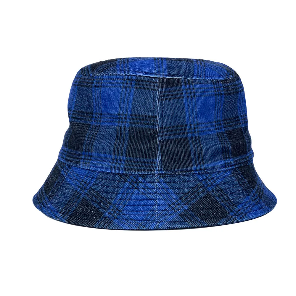 Tartan Plaid Bucket Hat - Flannel Lumberjack Packable Fisherman Sun Cap Outdoor Travel Unisex LDB1559