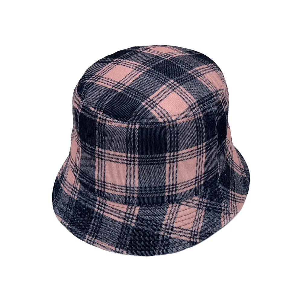 Tartan Plaid Bucket Hat - Flannel Lumberjack Packable Fisherman Sun Cap Outdoor Travel Unisex LDB1559